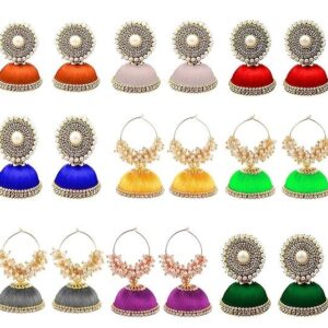 BBM Plastic Base Metal Pearl Earrings For Women's (Pack of 9)