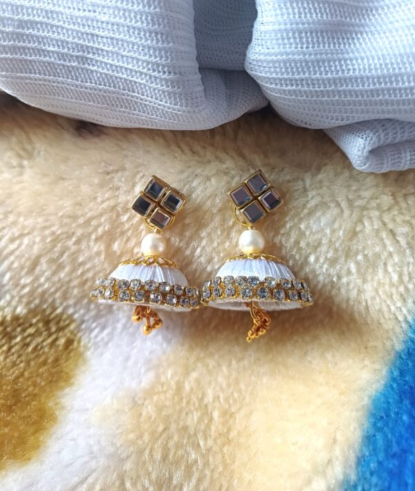 Silk Thread  Earring jhumkas (Pack of 2) - Image 3