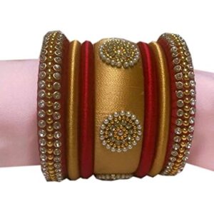 Silk Thread Handicraft Bangles for Women Golden Color