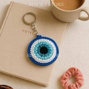Handmade Evil Eye Crochet Keychain