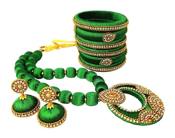 Trendy Red Silk Thread Necklace Set for Women