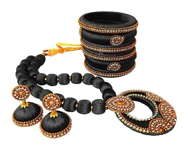 Trendy Red Silk Thread Necklace Set for Women - Image 2