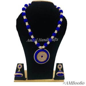 Pearl Worked silk thread necklace set for womens and girls