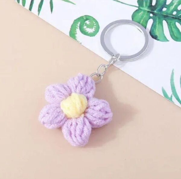 Crochet flower keychain (Pack of 3) - Image 3