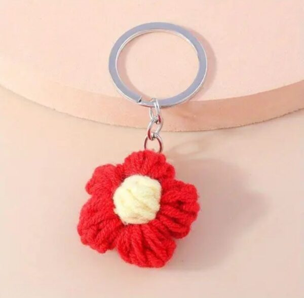 Crochet flower keychain (Pack of 3) - Image 2