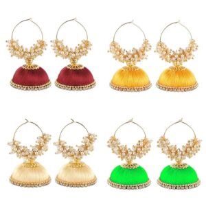 Silk Thread Earrings For Women & Girls (Pack of 4)