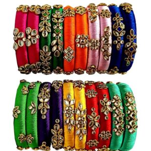 Silk Thread Bangles New kundan Style Multi color